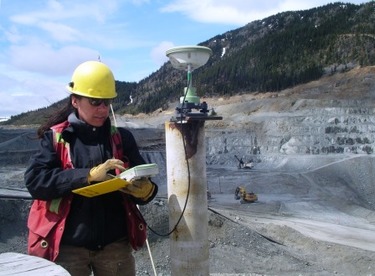 Surveying at an open pit mine